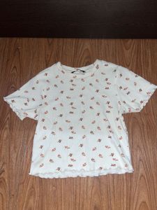 Floral Ribbed Crop Top