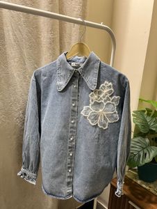 Denim Floral Blouse