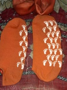 Orange Socks with Footprints