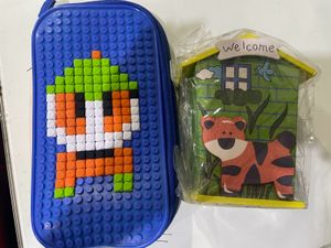 Pencil Case & Wooden Piggy Bank