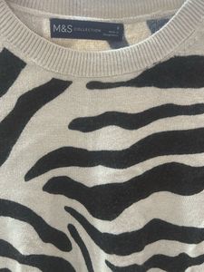 Zebra Print Knit Pullover