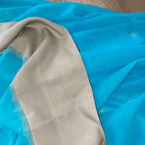 🛍️ Synthetic Sky Blue Saree⭐⭐⭐⭐⭐