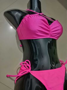 Pink Criss-Cross Bikini Set 85% New imported Brand