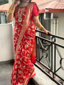 Elegant Red Saree Asopalav Banarasi Pure Handmade