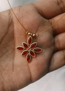 Red Floral Pendant Necklace