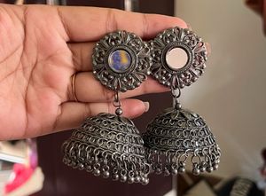 Combo of Black Oxidized Silver Jhumka Earrings