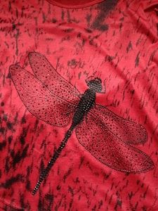 Red Dragonfly Graphic Long Sleeve Top