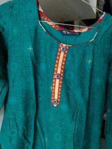 Green Printed Kurta
