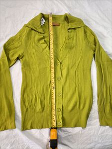 Green Neon Cardigan Sweater Small Size
