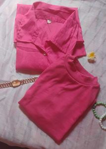 Pink Casual Shirt and tank top