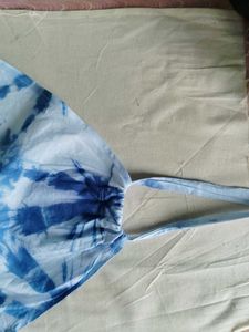 Blue Tie-Dye Halter Top