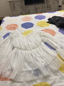 White Bardot Tulle Top