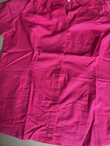 Bright Pink Short Sleeve Blouse