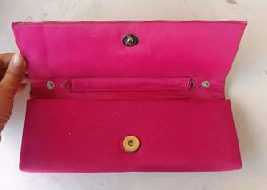 Barbie Hot Pink Braided Ribbon Clutch with Strap