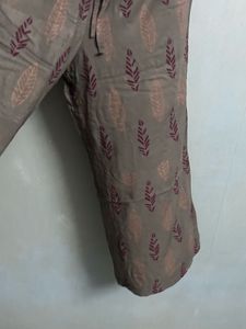 Maroon High-Low Kurti &amp; Printed Palazzo Two-Piece
