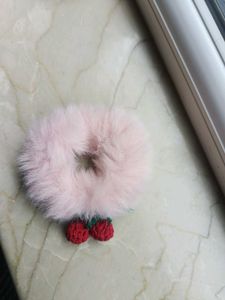 Pink Feather Scrunchie