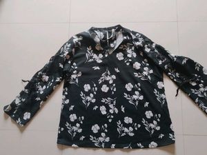 Olive Green Floral Print Top
