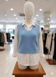 Blue Fuzzy Knit Vest