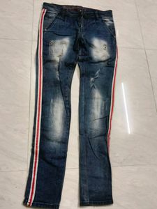 Stylish Jeans with Red Stripe