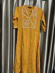 Soch (S)  Mustard Embroidered Kurti