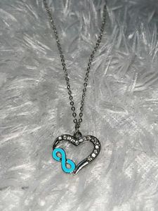 Sparkling Heart & Infinity Silver Tone Necklace