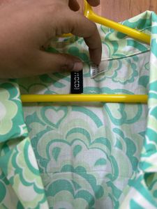 Green Patterned Boxy Shirt