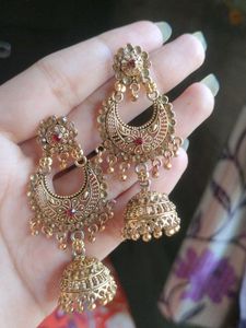 Gold Jhumka Earrings