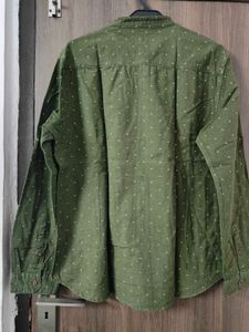 Olive Green Printed Mens Shirt