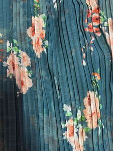 Sea Blue Floral Print Ethnic Gown
