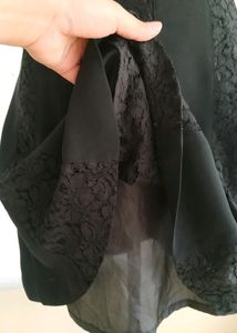 Black Lace Detail Skater Mini Skirt