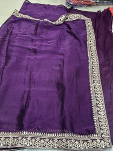 Elegant Purple saree Material