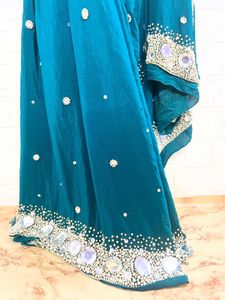 Green Motis And Stones Work Like New Saree