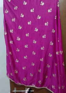 Magenta Dupatta with Silver Embroidery