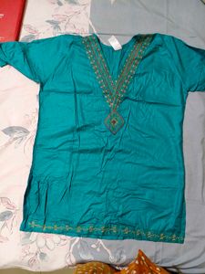 Embroidered Teal Top