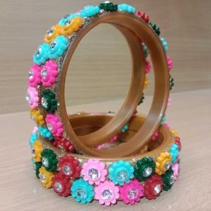 Colorful Flower Bangle Set