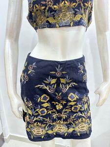 Embroidered Halter Top &amp; Mini Skirt Set