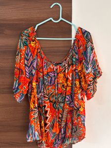 Tropical Plus Size Print Top