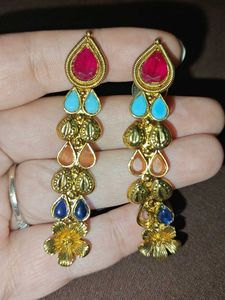 Long Earrings With Multi Stone