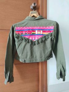 Boho Embroidered Olive Jacket