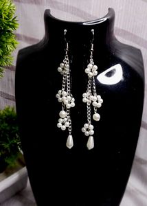 Elegant Pearl Drop Choker &amp; Floral Earrings Set