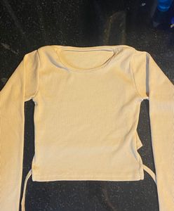 Beige crop Top With A Cute Knott