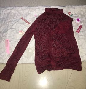 Maroon Floral Print Top