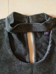 Stylish Grey Cut-Out Top