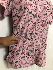 Pink Short Sleeve V Neck Top