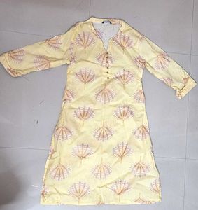 Yellow Printed Kurti