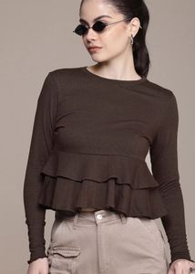 Brown Peplum Top