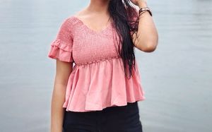 New Pink Peplum Top