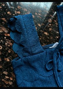 Cute cutwork blue top