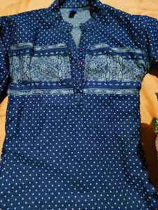 Navy blue White Polka Dot Tunic