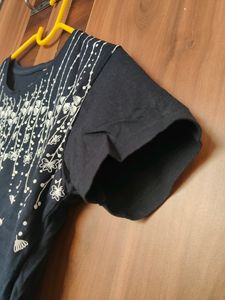 Navy Blue Printed Tshirt (Women)